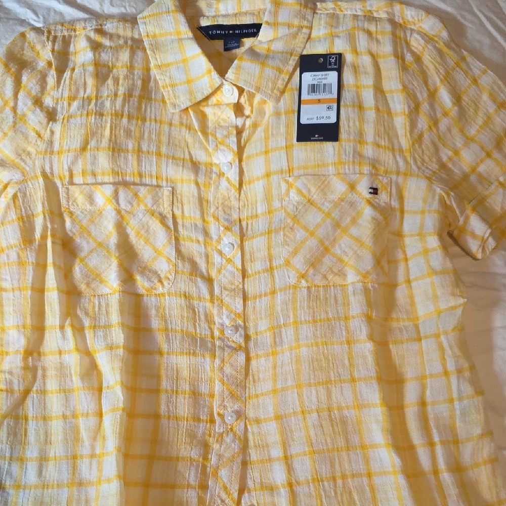 Tommy Hilfiger Men's Yellow Checkered Shirt